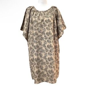 Rylee + Cru 100% Cotton Tan Jamie Palm Leaf Printed Pullover Shift Dress